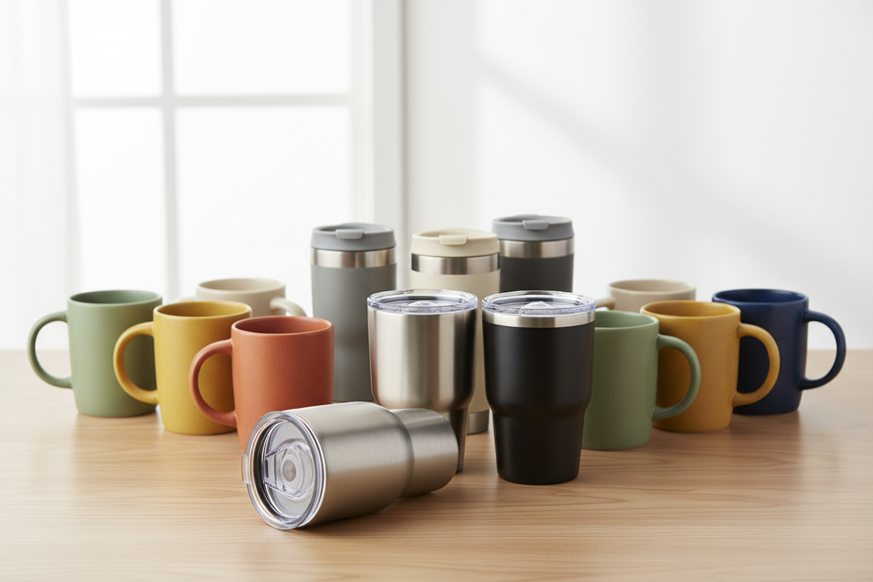 need a photo with tumblers, and mugs